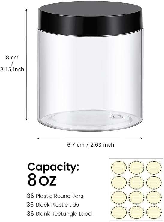 36 Pack 8 Oz Plastic Container Jars with Lids BPA Free, Empty Round Clear Cosmetic Containers Plastic Slime Jars for Lotion, Cream, Ointments, Body Butter, Makeup, Travel Storage - Image 3