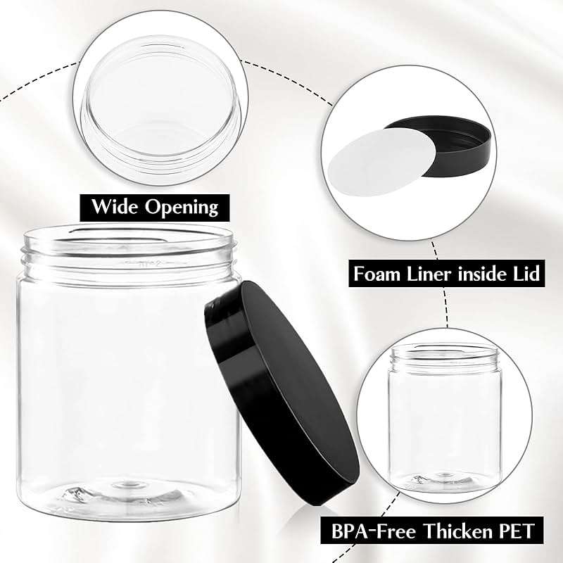 36 Pack 8 Oz Plastic Container Jars with Lids BPA Free, Empty Round Clear Cosmetic Containers Plastic Slime Jars for Lotion, Cream, Ointments, Body Butter, Makeup, Travel Storage - Image 4