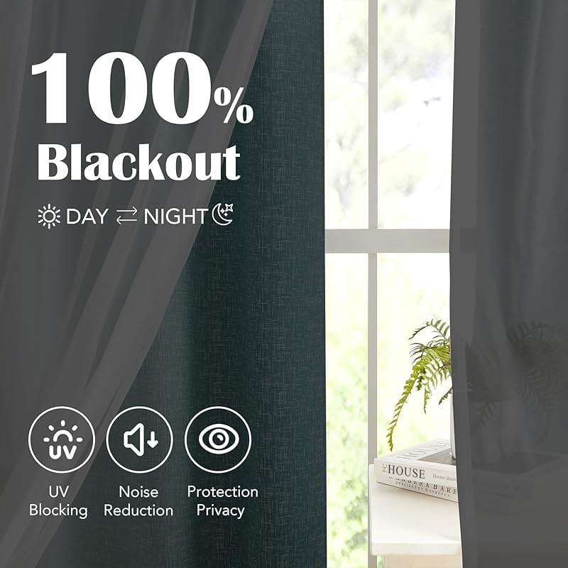 Geomoroccan Ombre 100% Blackout Curtains 84 Inches Long 2 Panels for Bedroom Living Room Teal and White Double Layer Sheer Overlay Mix & Match Grommet Thermal Soundproof Drapes with Tiebacks, 52x84 - Image 5