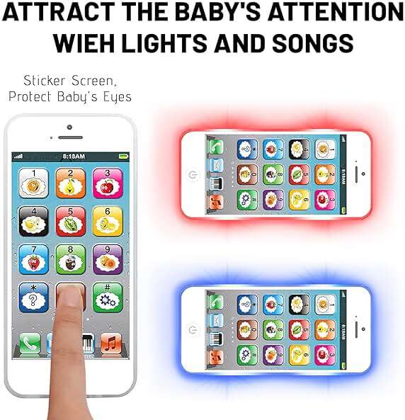 Wolmund Toy Learning Play Cell Phone with 8 Functions and Dazzling Lights Interactive Toy for Toddler Baby Kids Boys Girls - Image 4