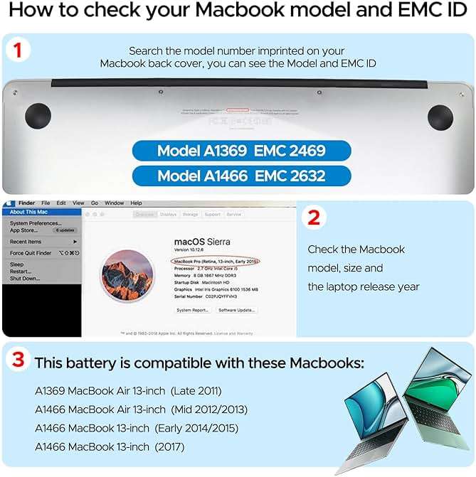 Key Power A1466 Battery, 13 inch MacBook Air Battery Replacement for A1466 (Mid 2012/2013, Early 2014/2015, 2017), A1369 (Late 2010, Mid 2011), Compatible Laptop Models A1496 A1377 A1405 - Image 3