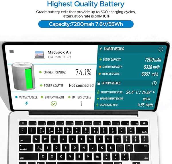 Key Power A1466 Battery, 13 inch MacBook Air Battery Replacement for A1466 (Mid 2012/2013, Early 2014/2015, 2017), A1369 (Late 2010, Mid 2011), Compatible Laptop Models A1496 A1377 A1405 - Image 5