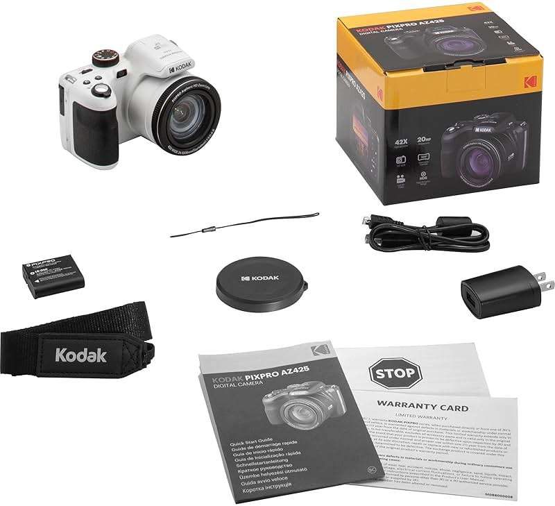 Kodak PIXPRO AZ425 Digital Camera + 64GB Memory Card + Camera Case (Black) + USB Card Reader + Table Tripod + Accessories (White) - Image 7