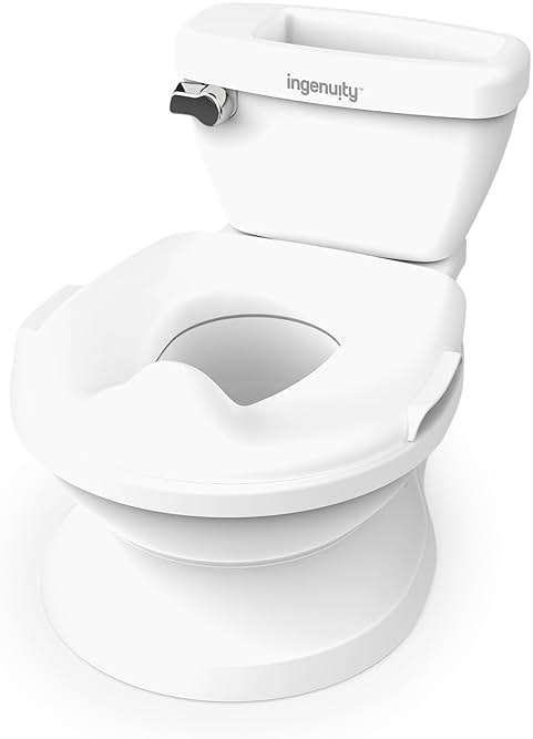 Ingenuity My Size Potty Pro 2-in-1 Potty Training Toilet, Floor Potty with Removable Potty Seat for Standard Toilets, Realistic Flushing Sound, For Toddlers Ages 18+ months, Up to 50 lb - Image 1