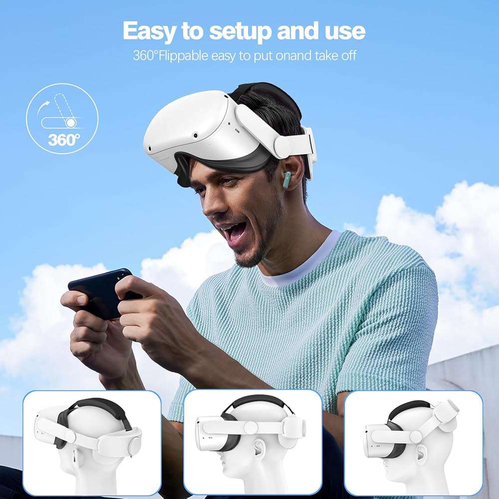 VZNEK Head Strap Compatible with Oculus Quest 2,Meta Quest 2 Accessories Adjustable Elite Strap Replacement for Enhanced Comfort Support and Gaming Immersion in VR (Without Battery) - Image 7