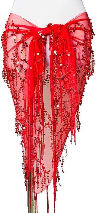 Wuchieal Women's Belly Dancing Belt Colorful Waist Chain Belly Dance Hip Scarf Belt - Image 3