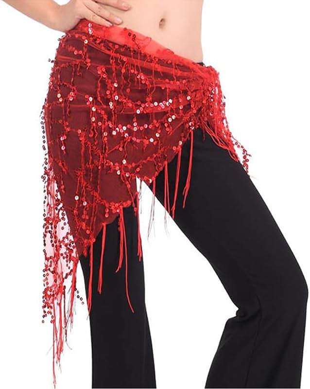 Wuchieal Women's Belly Dancing Belt Colorful Waist Chain Belly Dance Hip Scarf Belt - Image 6