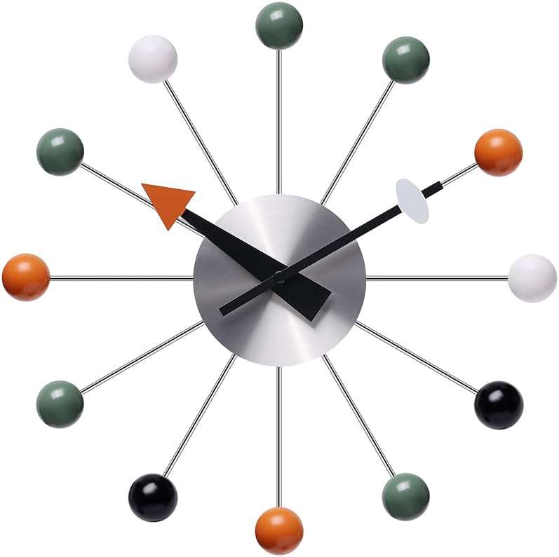 NUOVO 13 Inch Multicolor Mid Century Creative Silent Quartz Personality Funny Decorative Home Living Room Kitchen Office Retro Design Wall Clock - Image 1