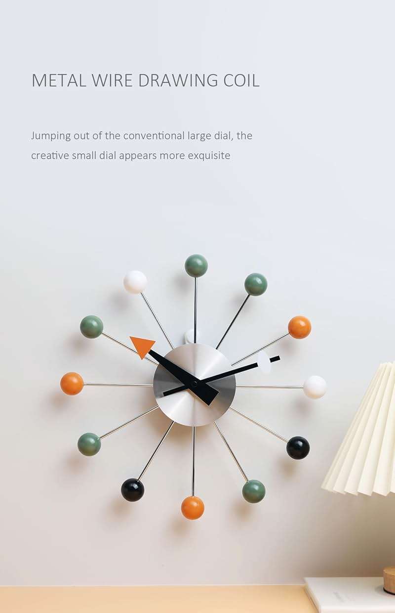 NUOVO 13 Inch Multicolor Mid Century Creative Silent Quartz Personality Funny Decorative Home Living Room Kitchen Office Retro Design Wall Clock - Image 6