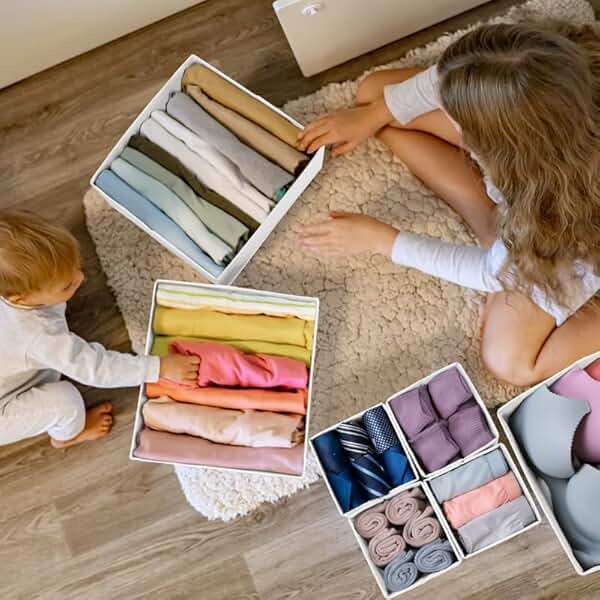 Criusia Drawer Organizer Clothes 12 Pack - Fabric Closet Organizers and Storage for Nursery Organization - Dresser Drawer Dividers for Baby Clothes/Socks/Underwear/Bras - College Dorm Room Essentials - Image 2