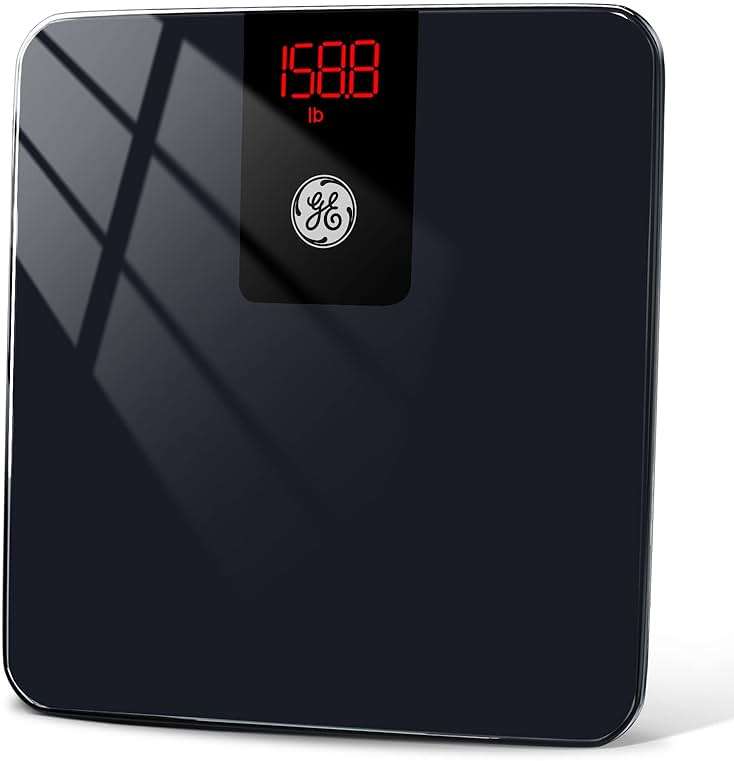 GE Digital Bathroom Scale for Weight, Smart Bluetooth Body Weight and BMI, Electronic Black Weighing Scale for Bath Home, Accurate 400lb Capacity - Image 1