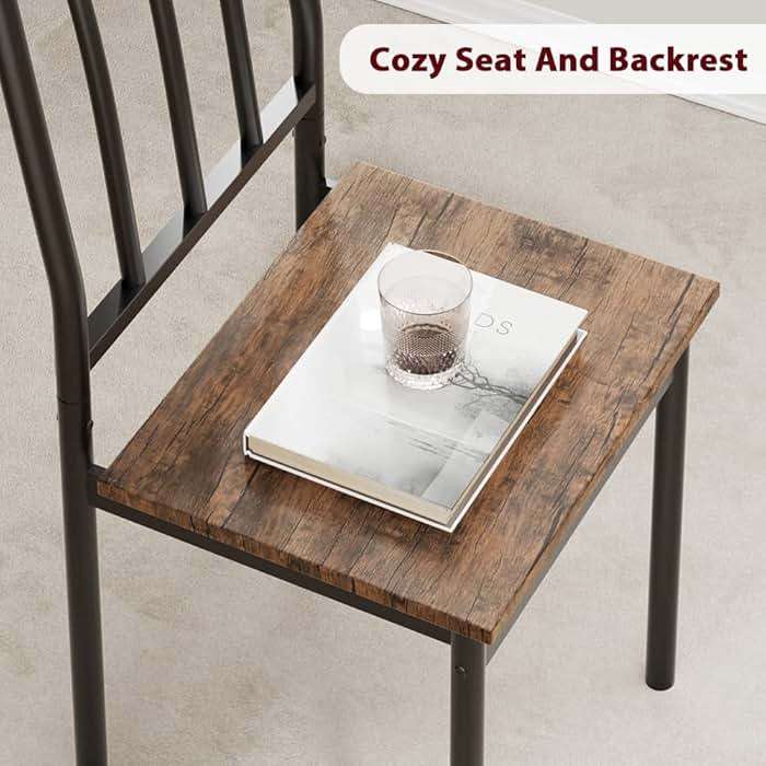 Alkmaar Dining Table Set for 4, 5 Piece Kitchen Table and Chairs Set, Dining Table Set with Wine Rack, Industrial Rectangular Dining Table for Small Space, Apartment, Retro Brown - Image 5