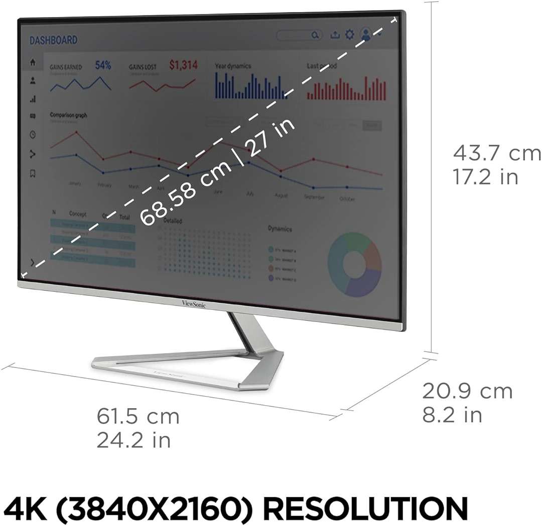 ViewSonic VX2776-4K-MHDU 27 Inch 4K Monitor, IPS with 65W USB-C and HDR10 for Ultimate Home and Office Entertainment, Ultra-Thin Bezels, DisplayPort for Daisy Chain, and HDMI Inputs - Image 6