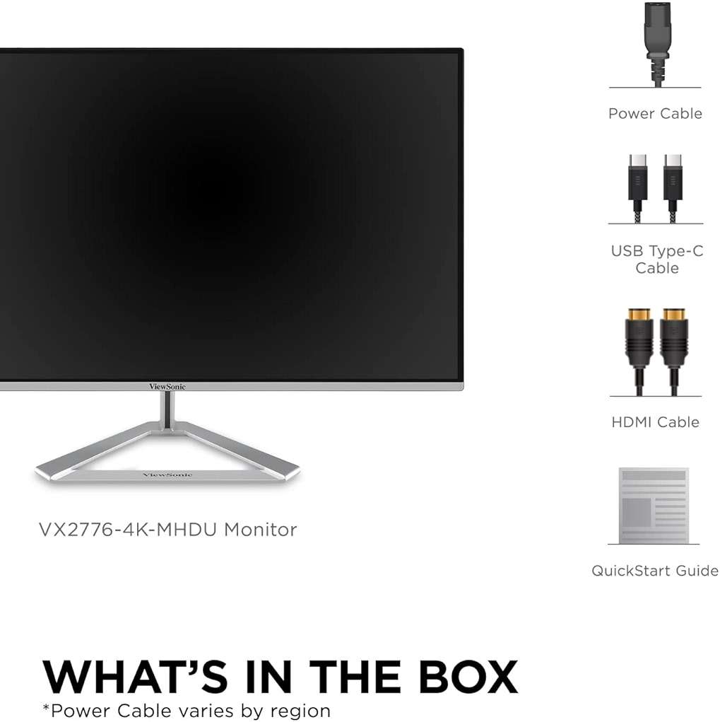 ViewSonic VX2776-4K-MHDU 27 Inch 4K Monitor, IPS with 65W USB-C and HDR10 for Ultimate Home and Office Entertainment, Ultra-Thin Bezels, DisplayPort for Daisy Chain, and HDMI Inputs - Image 8