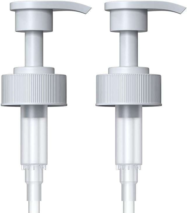 Gallon Pump Dispenser for Glass Jugs or Plastic Bottles - Compatible with Listerine Pump 1-1.5L Bottle Heavy-Duty Industrial Grade for Syrup, Soap, Condiments, Detergent - Pack of 2 White Pumps - Image 1