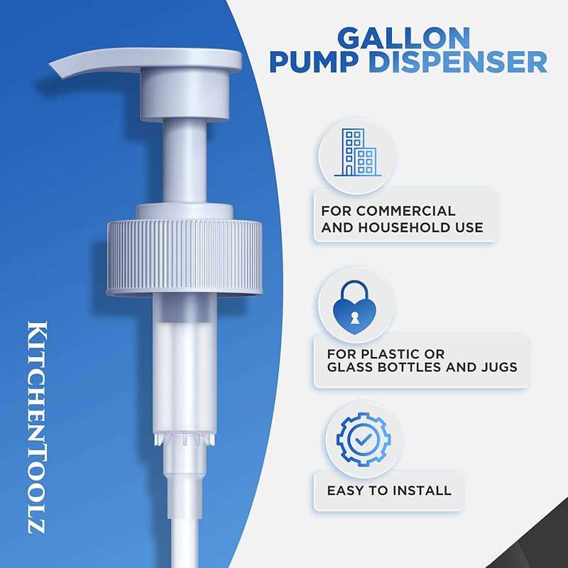 Gallon Pump Dispenser for Glass Jugs or Plastic Bottles - Compatible with Listerine Pump 1-1.5L Bottle Heavy-Duty Industrial Grade for Syrup, Soap, Condiments, Detergent - Pack of 2 White Pumps - Image 7