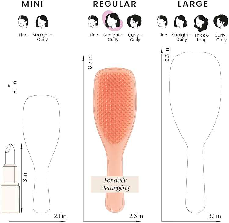 Tangle Teezer Ultimate Detangler Brush for Wet & Dry Hair, Eliminates Knots & Reduces Breakage for Straight to Wavy Hair Types, Amazon Exclusive Apricot - Image 8