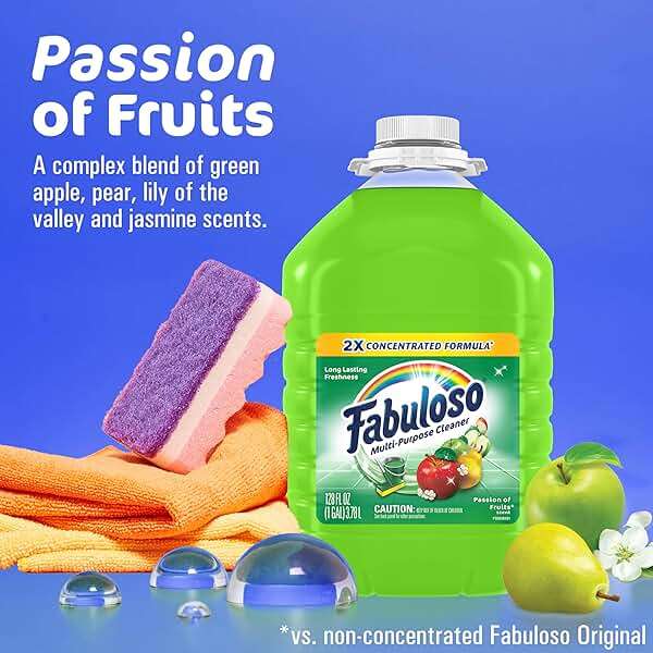 Fabuloso 2X Multi-Purpose Cleaner, No Rinse Floor Cleaner, Long-Lasting Freshness, Passion of Fruits Scent, 128 fl oz - Image 5