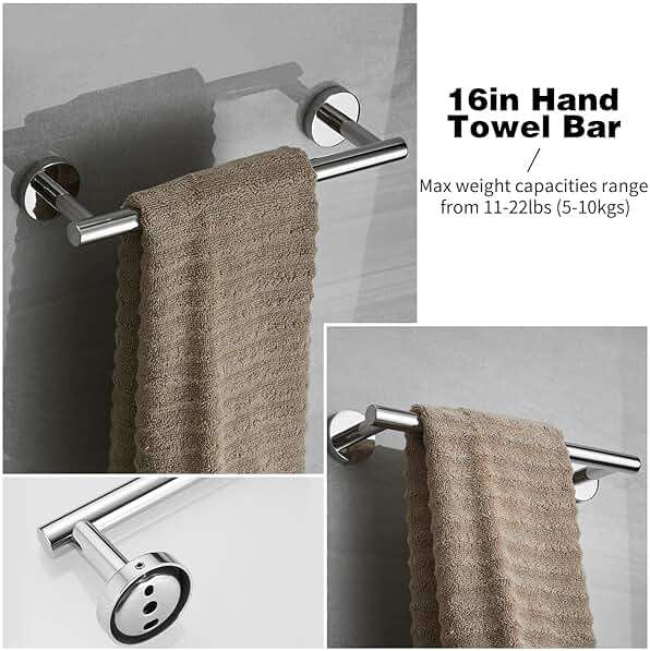 20pcs Bathroom Hardware Set, Brushed Nickel Bathroom Hardware Set, Including 16" Hand Towel Bars, Toilet Paper Holders, Towel Rings, Robe Towel Hooks - Image 3