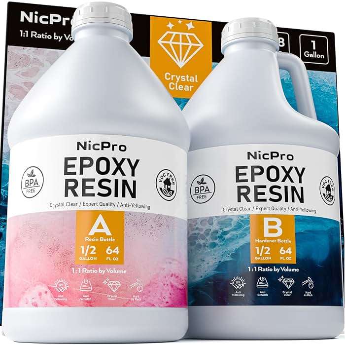 Nicpro 1 Gallon Crystal Clear Epoxy Resin Kit, Not Yellowing & Bubbles Free Resin Food Safe Resin for Coating and Casting, Craft DIY, Jewelry Making Art, Molds, Tables Top, Wood - Image 1