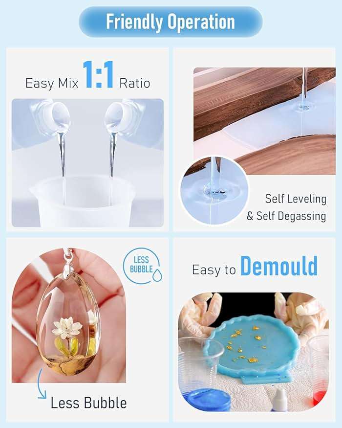 Nicpro 1 Gallon Crystal Clear Epoxy Resin Kit, Not Yellowing & Bubbles Free Resin Food Safe Resin for Coating and Casting, Craft DIY, Jewelry Making Art, Molds, Tables Top, Wood - Image 3