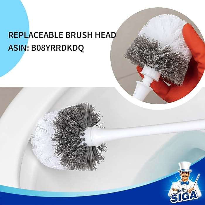 MR.SIGA Toilet Plunger and Bowl Brush with Holder, Heavy Duty Toilet Brush and Plunger Set for Bathroom Cleaning, White, 1 Set - Image 5