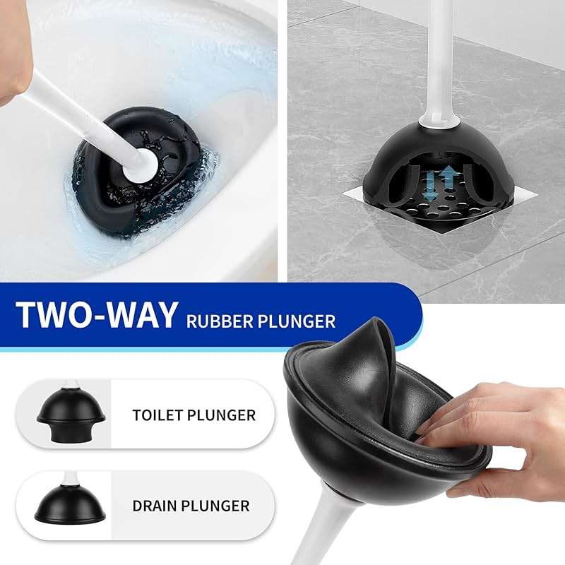 MR.SIGA Toilet Plunger and Bowl Brush with Holder, Heavy Duty Toilet Brush and Plunger Set for Bathroom Cleaning, White, 1 Set - Image 6