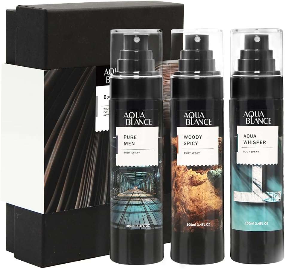 AQUA BLANCE Body Spray for Men, Mens Fragrance Mist, Pack of 3, Each 3.4 Fl Oz - Image 1