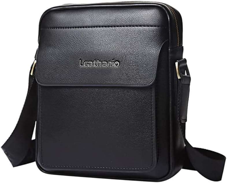 Leathario Crossbody Bag For Men Vegan Leather Shoulder Messenger Purse Sling Satchel Bag For Work Business Travel | Vegan Leather - Image 1