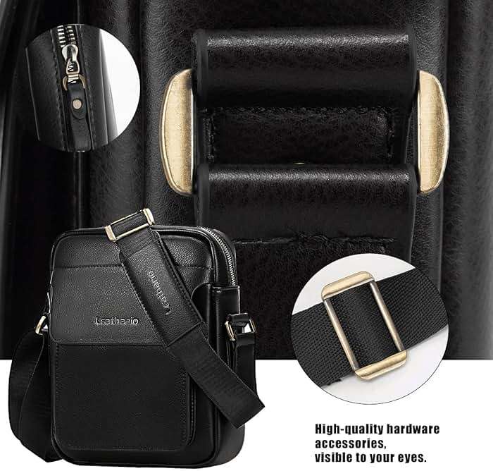 Leathario Crossbody Bag For Men Vegan Leather Shoulder Messenger Purse Sling Satchel Bag For Work Business Travel | Vegan Leather - Image 4