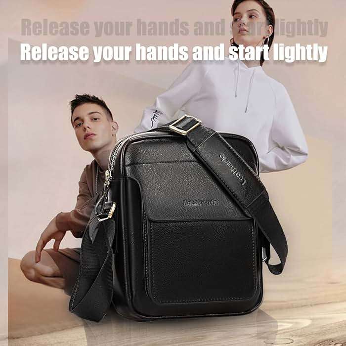 Leathario Crossbody Bag For Men Vegan Leather Shoulder Messenger Purse Sling Satchel Bag For Work Business Travel | Vegan Leather - Image 6