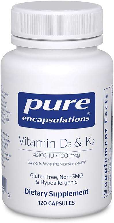 Pure Encapsulations Vitamin D3 & K2 - Bone & Vascular Health Support - Immune Function* - Gluten Free - Non-GMO - 120 Capsules - Image 1