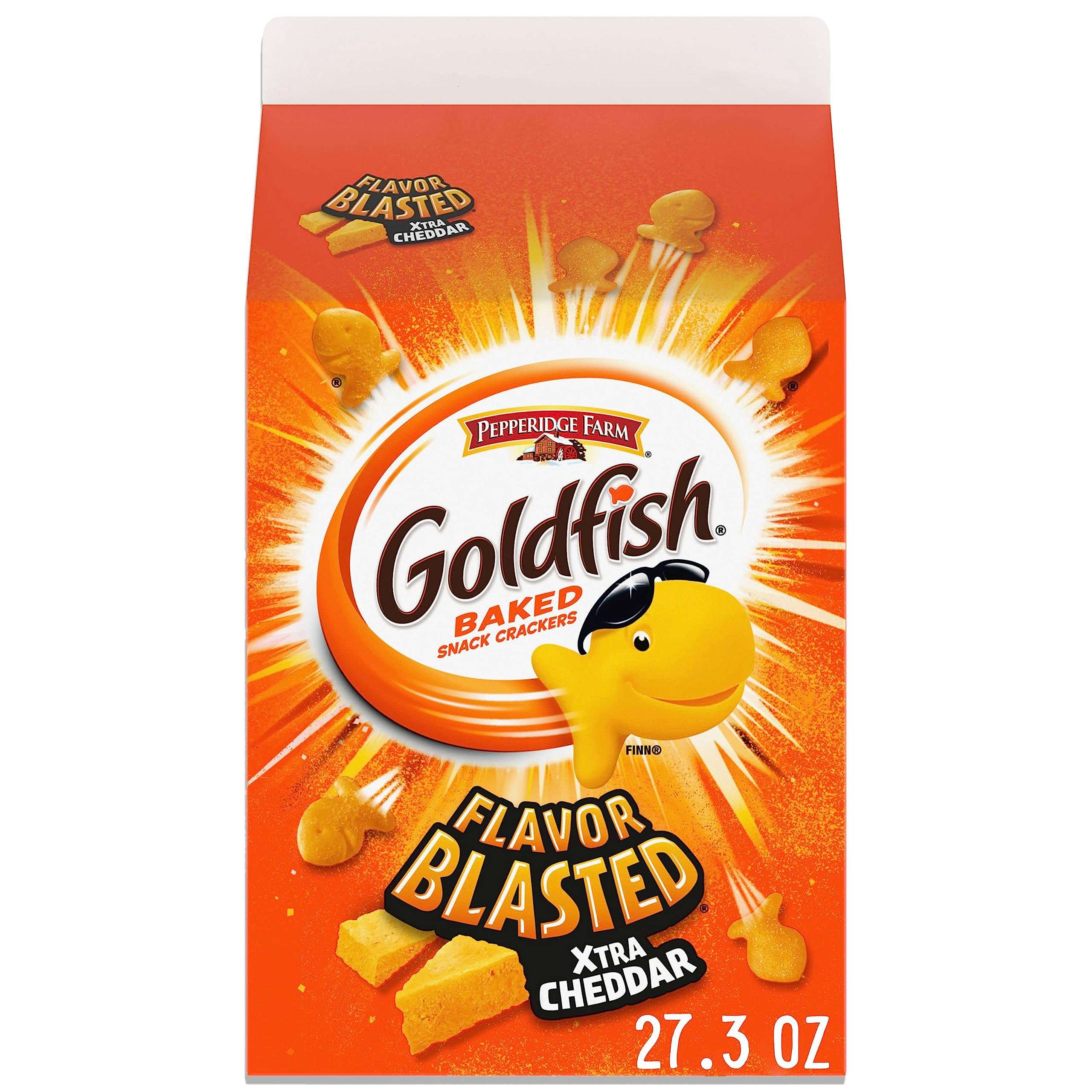 Goldfish Flavor Blasted Xtra Cheddar Cheese Crackers, 27.3 oz Carton - Image 1