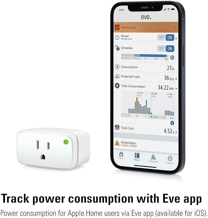 Eve Energy (Matter) - Smart Plug, App and Voice Control, 100% Privacy, Matter Over Thread, Works with Apple Home, Alexa, Google Home, SmartThings - Image 7