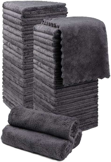 Orighty Washcloths 48 Pack, Ultra Soft Face Cloths 12 x 12 inch, Absorbent & Quick Drying Coral Velvet Washcloth Bulk, Multi-Purpose Face Cloth for Household, Cleansing and Sport (Grey) - Image 1