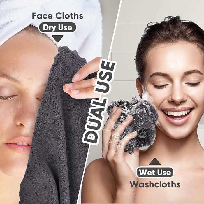Orighty Washcloths 48 Pack, Ultra Soft Face Cloths 12 x 12 inch, Absorbent & Quick Drying Coral Velvet Washcloth Bulk, Multi-Purpose Face Cloth for Household, Cleansing and Sport (Grey) - Image 4