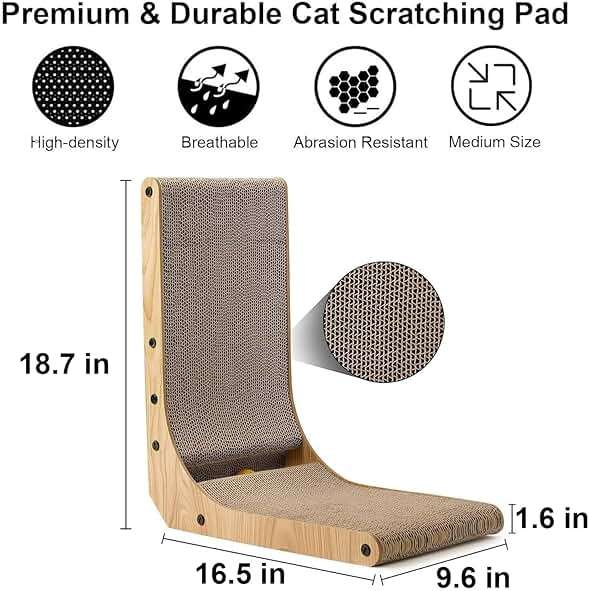 FUKUMARU Cat Scratcher, 18.7 Inch L Shape Cat Scratch Pad Wall Mounted, Cat Scratching Cardboard with Ball Toy for Indoor Cats - Image 3