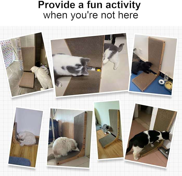 FUKUMARU Cat Scratcher, 18.7 Inch L Shape Cat Scratch Pad Wall Mounted, Cat Scratching Cardboard with Ball Toy for Indoor Cats - Image 7