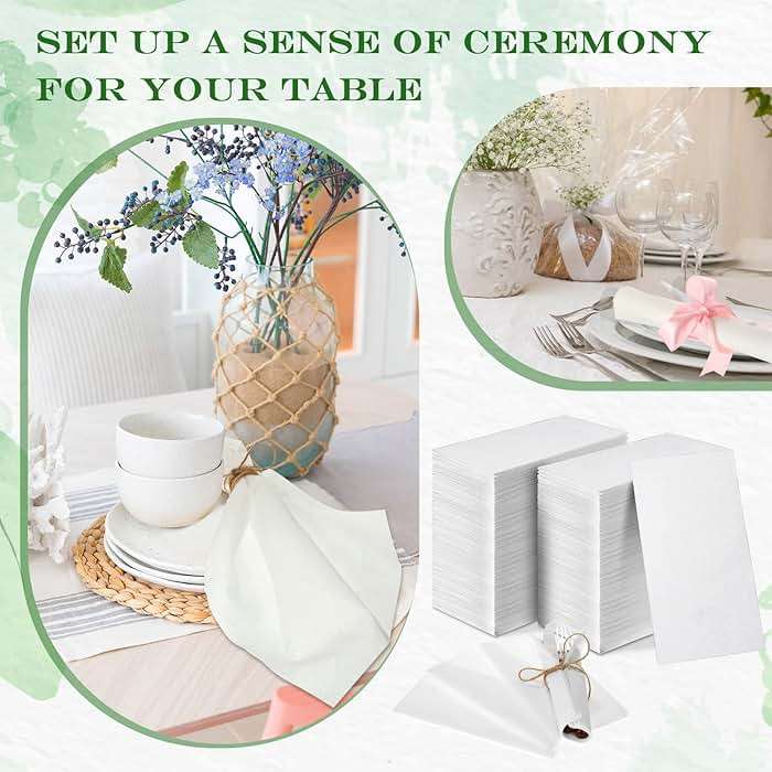 Colarr 1000 Paper Hand Towels Bathroom Guest Towels, 12" x 17" Disposable Paper Napkins Guest Decorative Dinner Hand Napkin for Wedding Holiday Cocktail Party (White) - Image 5