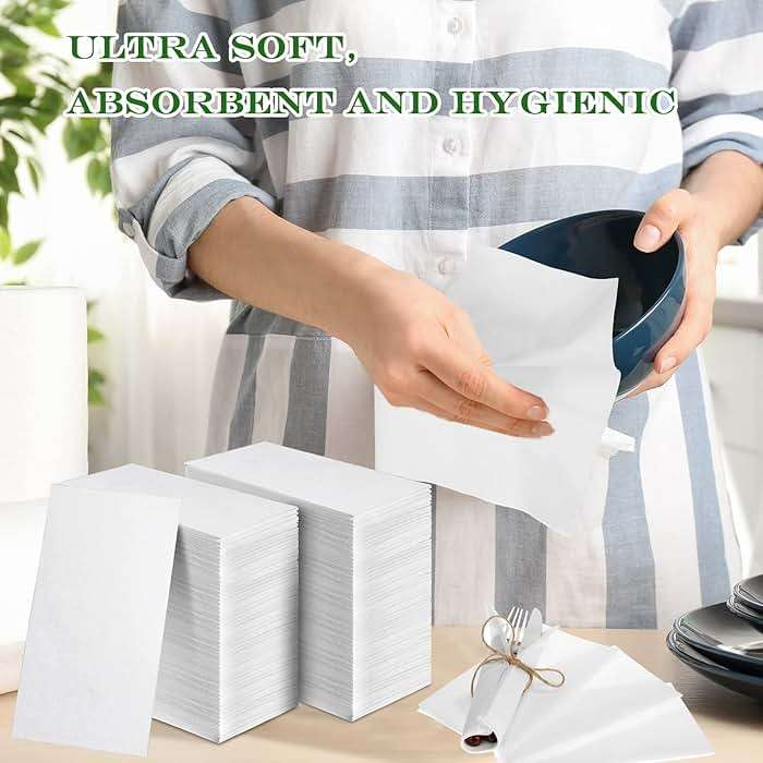 Colarr 1000 Paper Hand Towels Bathroom Guest Towels, 12" x 17" Disposable Paper Napkins Guest Decorative Dinner Hand Napkin for Wedding Holiday Cocktail Party (White) - Image 6