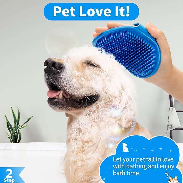 Comotech 6PCS Dog Bath Brush & Dog Toothbrush | Adjustable Handle Shampoo Brush & Scrubber for Short & Long Haired Dogs & Cats | Effectively Solve Odor & Stain Removal Problems (Blue Blue Blue.) - Image 3