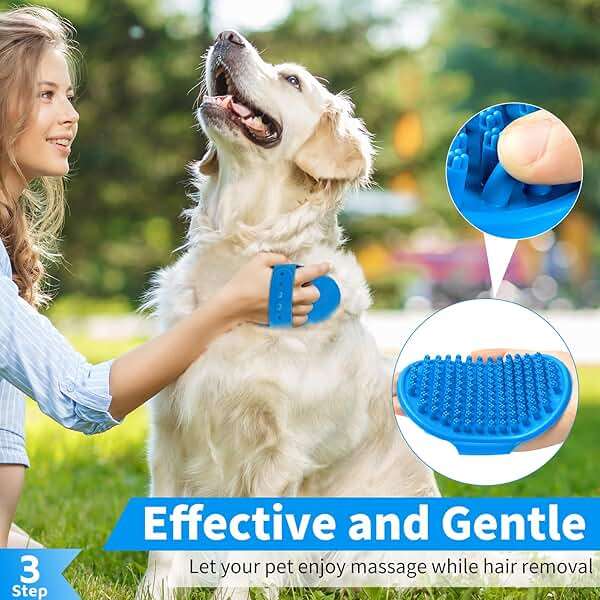 Comotech 6PCS Dog Bath Brush & Dog Toothbrush | Adjustable Handle Shampoo Brush & Scrubber for Short & Long Haired Dogs & Cats | Effectively Solve Odor & Stain Removal Problems (Blue Blue Blue.) - Image 4