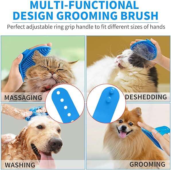 Comotech 6PCS Dog Bath Brush & Dog Toothbrush | Adjustable Handle Shampoo Brush & Scrubber for Short & Long Haired Dogs & Cats | Effectively Solve Odor & Stain Removal Problems (Blue Blue Blue.) - Image 5