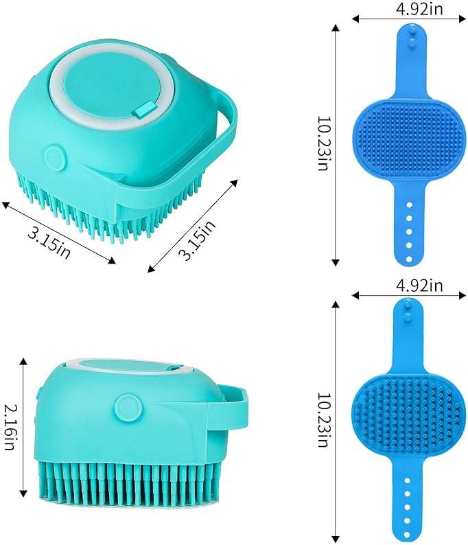 Comotech 6PCS Dog Bath Brush & Dog Toothbrush | Adjustable Handle Shampoo Brush & Scrubber for Short & Long Haired Dogs & Cats | Effectively Solve Odor & Stain Removal Problems (Blue Blue Blue.) - Image 6