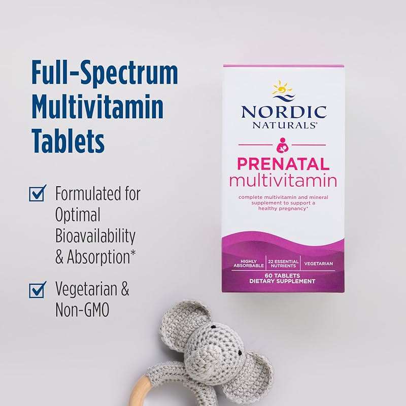 Nordic Naturals Prenatal Multivitamin for Women - Daily Vegetarian Prenatal Vitamins - 22 Essential Nutrients, Including B6, Folate, and Iron - 60 Tablets - 30 Servings - Image 6