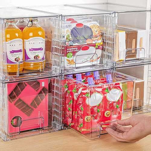 Vtopmart 4 Pack Large Stackable Storage Drawers,Easily Assemble Acrylic Bathroom Closet Undersink Organizers and Storage,Plastic Bins for Kitchen Cabinets,Pantry,Makeup,Medicine Organization - Image 6