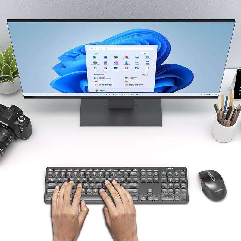 Arteck Universal Multi-Device Bluetooth Keyboard and Mouse Full Size Wireless Bluetooth Keyboard and Ergonomic Mouse Set for Windows, iOS, Android, Computer Desktop PC Laptop iPad Tablet Smartphone - Image 7