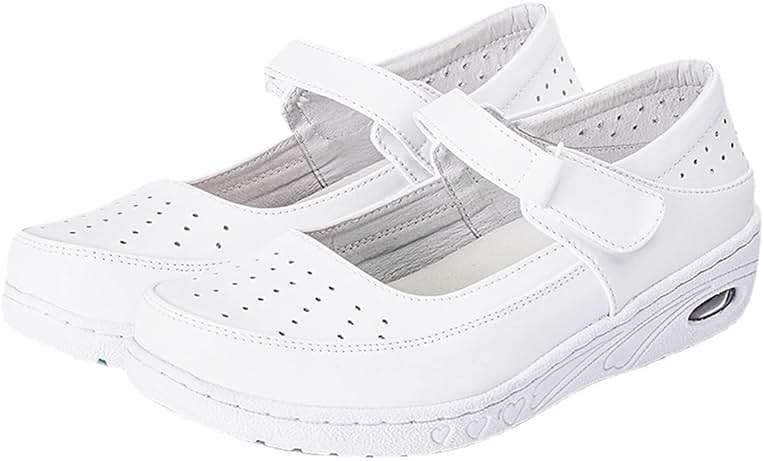 WCXTY White Nursing Shoes Women,Comfortable Breathable Working Work Mary Jane Sneakers,Professional Slip Resistant Healthcare Nurse Shoes for Women,for Medical Workers,Doctors - Image 1