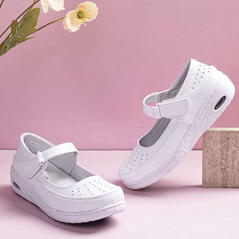 WCXTY White Nursing Shoes Women,Comfortable Breathable Working Work Mary Jane Sneakers,Professional Slip Resistant Healthcare Nurse Shoes for Women,for Medical Workers,Doctors - Image 2