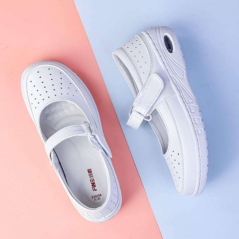 WCXTY White Nursing Shoes Women,Comfortable Breathable Working Work Mary Jane Sneakers,Professional Slip Resistant Healthcare Nurse Shoes for Women,for Medical Workers,Doctors - Image 4